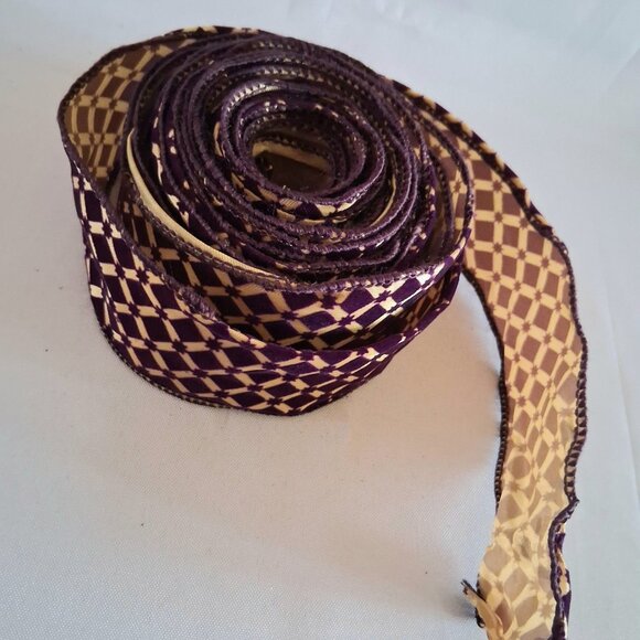 Lot of 3 Vintage Purple And Gold Ribbon Rolls - Picture 6 of 10